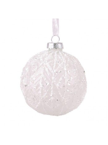 Новорічна куля Flora D-8 см Біла матова (12605)