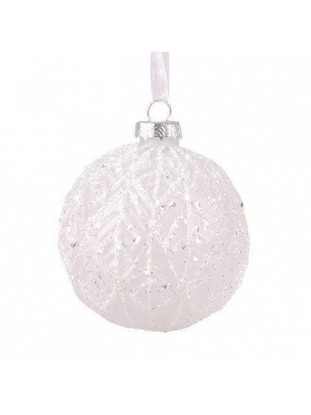 Новорічна куля Flora D-8 см Біла матова (12605)