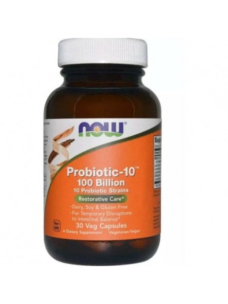 Пробиотик NOW Foods Probiotic-10 100 billion 30 Veg Caps NF2931
