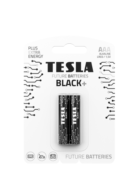Батарейки Tesla AAA BLACK+ LR03 / BLISTER FOIL 2 шт.
