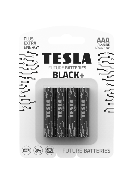 Батарейки Tesla AАA BLACK+ LR03 / BLISTER FOIL 4 шт.