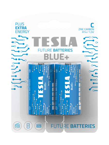 Батарейки Tesla C BLUE+ R14 / 1,5V / BLISTER FOIL 2 шт.