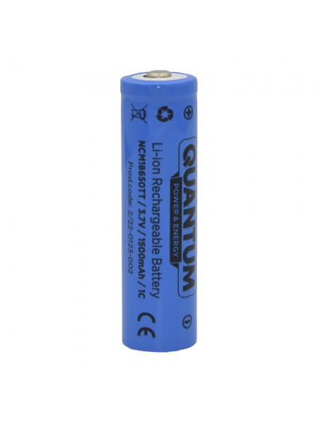 Акумулятор літій-іонний Quantum Li-ion NCM18650, 1500 mAh, 1С, з клемним виступом, 1 шт./уп