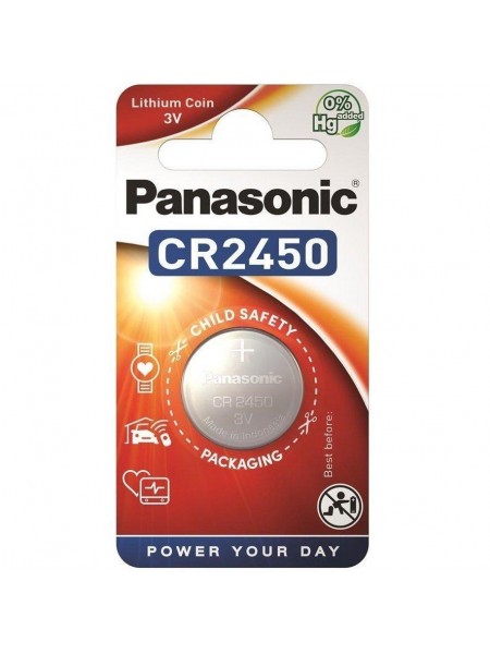 Батарейка PANASONIC CR-2450 Lithium, 3V, 1х1 шт.