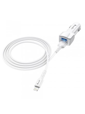 Автомобільний зарядний пристрій Avantis A910 Grand style (2 USB/2.4 A) + USB кабель Lightning-білий