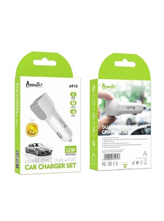 Автомобільний зарядний пристрій Avantis A910 Grand style (2USB/2.4A) — білий