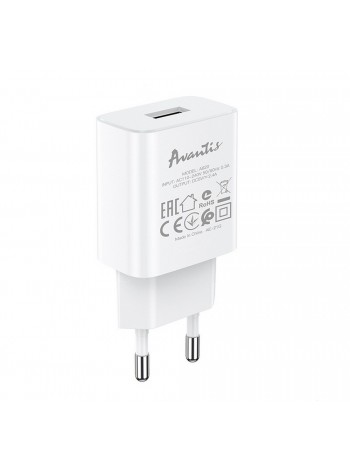 Мережевий зарядний пристрій для Avantis A820 (1USB/2.4A) — білий