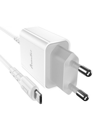 Мережевий зарядний пристрій Avantis A825 (1USB/2.1A) + USB-кабель Micro-білий
