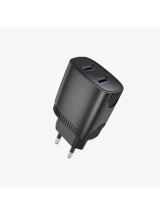 Мережевий зарядний пристрій Aspor A811 (2USB/2.4A) — чорний