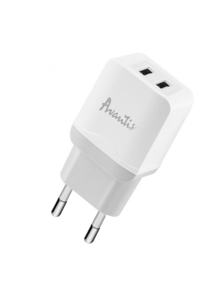 Мережевий зарядний пристрій Avantis A829 (2USB/2.4A) — білий