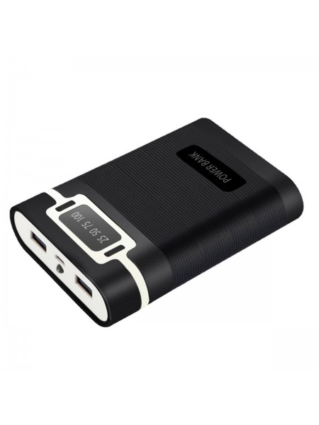 Корпус УМБ для акумуляторів 4x18650 max 12800mA USB Type-C з ліхтариком Чорний (4x18650 Black) Power