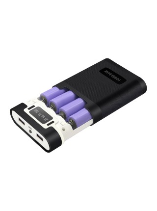 Корпус УМБ для акумуляторів 4x18650 max 12800mA USB Type-C з ліхтариком Чорний (4x18650 Black) Power