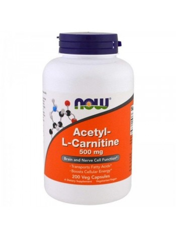 Комплекс Ацетил/Карнітин NOW Foods Acetyl-L-Carnitine 500 mg 200 Veg Caps