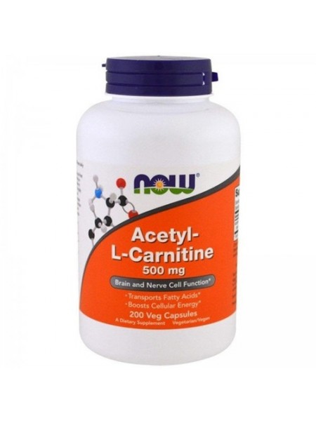 Комплекс Ацетил/Карнітин NOW Foods Acetyl-L-Carnitine 500 mg 200 Veg Caps