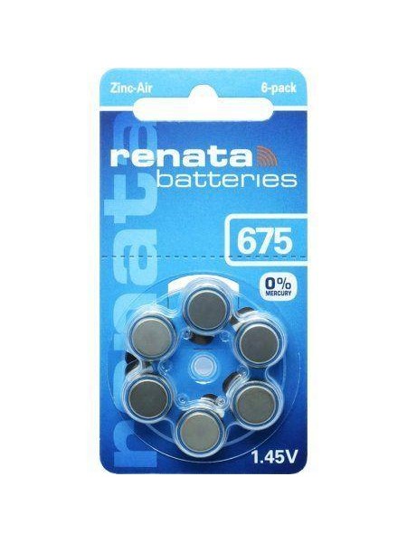 Батарейки для слухового апарату Renata ZA675.DP6 0% HG PR44 1х6 шт.