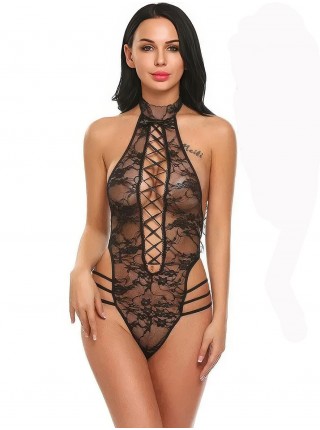 Еротичне мереживне боді We Love зі шнурівкою 2XL Чорне (2XL_DLSC655)