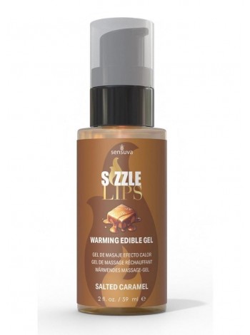 Зігрівальний масажний гель Sensuva Sizzle Lips Salted Caramel 59 мл без цукру їстівний