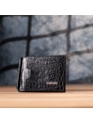 Зручний чоловічий затискач із натуральної фактурної шкіри під крокодила KARYA 22886 Чорний