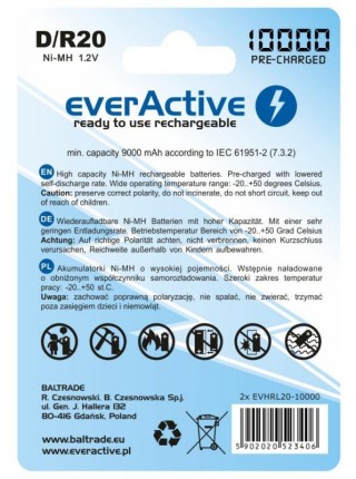 Акумулятор everActive D/HR20 10000 mAh BL 2 шт.
