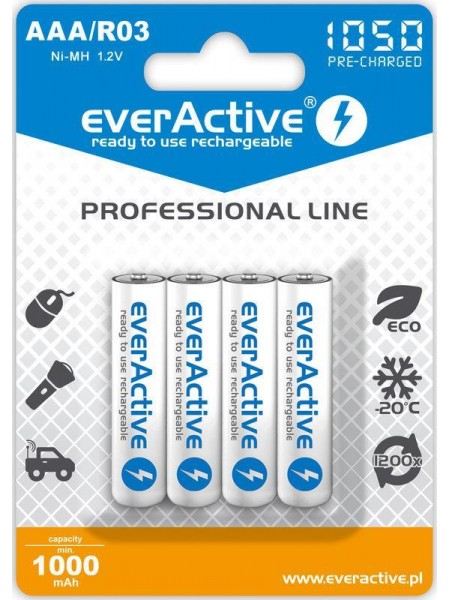 Аккумулятор everActive AAA/HR03 Ni-MH 1050mAh BL 4шт