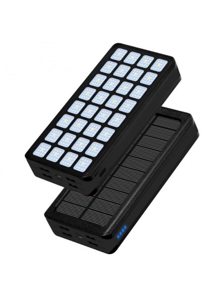 УМБ Power Bank Solar 30000 mAh + ліхтарик із сонячною панеллю PS-900 Вологозахищений Чорний (PS-90030)