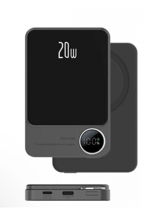 УМБ магнітна Mag Save з бездротовою зарядкою 10000 mAh 20 Вт для iPhone Сірий (Q920WPlus) Power