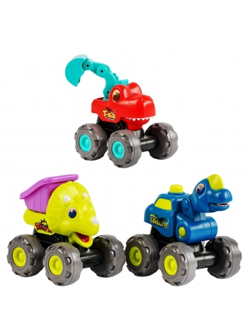 Набір машинок Hola 3 машинки інерція рухомі елементи 39х17х15 см Різнобарвний (120717)
