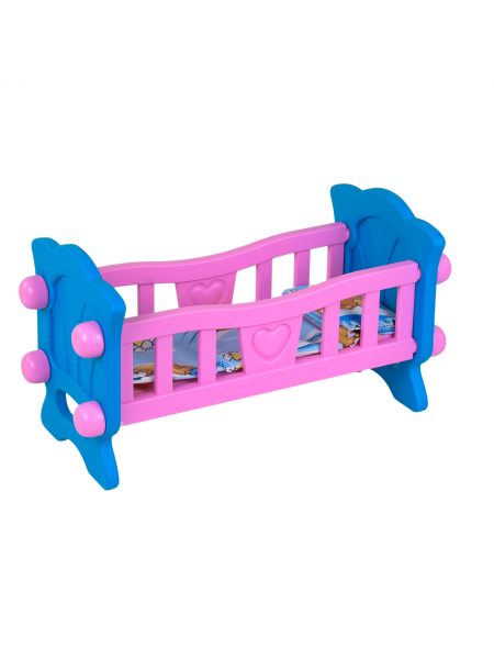 Іграшкове ліжечко для ляльок Technok Toys 40 см Рожево-блакитний (57291)