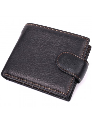 Горизонтальний невеликий гаманець для чоловіків із натуральної шкіри Vintage sale_15063 Чорний