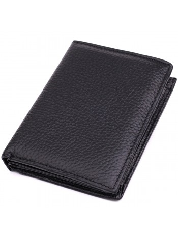 Зручний чоловічий шкіряний гаманець у два складання Vintage sale_15093 Чорний