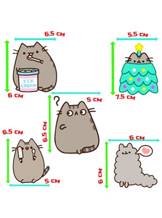 Комплект 2Life М'яка іграшка Pusheen cat 12х15 см і Набір 5 шт. багаторазових наклейок v-12320