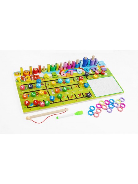 Логічна дерев'яна дошка WToys Диво-логіка Англійський алфавіт 45х1х22 см Різнобарвний (162817)