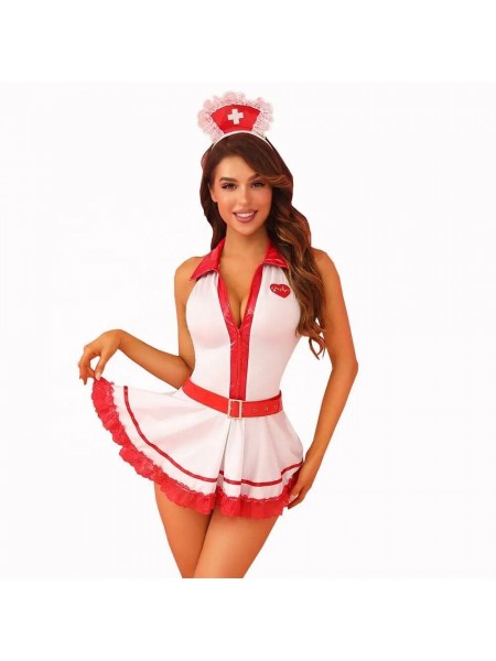 Еротичний костюм медсестри JSY 8306 One Size White-Red