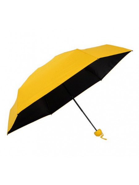 Парасолька складана SUNROZ Pill Box Umbrella універсальна кишенькова міні парасолька у футлярі капсула Жовта (SUN1293)