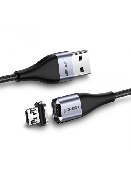 Магнітний кабель Micro USB Ugreen для заряджання та передавання даних 1 м Чорний (60207+60209)