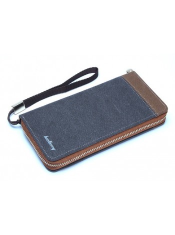 Чоловічий гаманець BAELLERRY Vintage Zipper портмоне на блискавці з ремінцем Сірий (SUN1581)