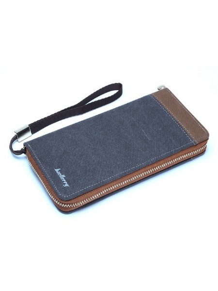 Чоловічий гаманець BAELLERRY Vintage Zipper портмоне на блискавці з ремінцем Сірий (SUN1581)