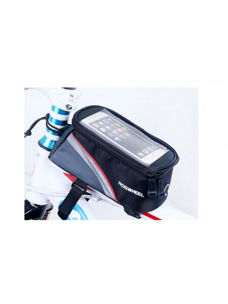 Велосипедна сумка для смартфона на раму ROSWHEEL Чорно-сіра