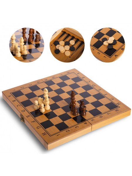 Ігровий набір BK Toys 3 в 1 шахи шашки та нарди дерев'яні (B3116T)