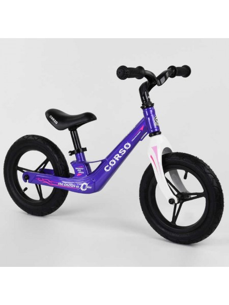 Велобіг дитячий із надувними колесами, магнієвою рамою та магнієвим кермом Corso Purple/White (22709)