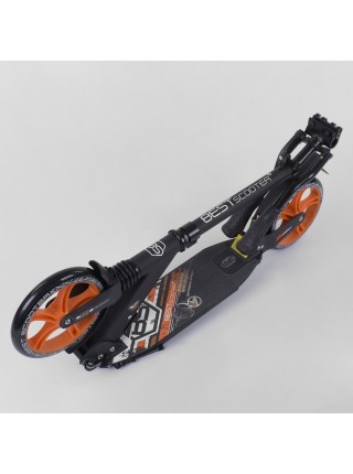 Самокат алюмінієвий Best Scooter з PU колесами, 2 амортизаторами Black/Orange (92086)