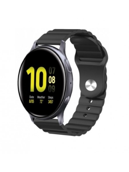 Ремінець BeWatch для Samsung Galaxy Watch 42  ⁇  3 41 mm  ⁇  Active Active 2 силіконовий 20 мм Wave Чорний