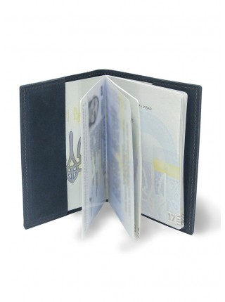 Шкіряна обкладинка для паспорта BermuD B 01-18S-01-5 Синій