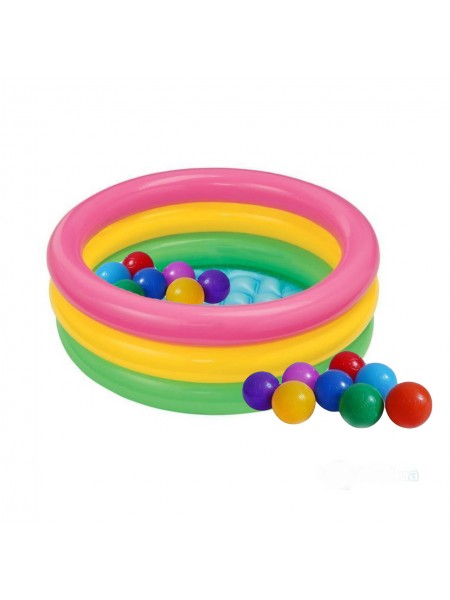 Дитячий надувний басейн Intex 58924-1 Веселка 86 х 25 см з кульками 10 шт.