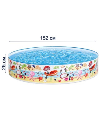 Басейн дитячий каркасний Intex 56451-1 Пляж на мілководді 152 х 25 см із кульками 10 шт.