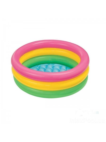 Дитячий надувний басейн Intex 58924-3 Веселка 86 х 25 см з кульками 10 шт тентом підстилкою насосом