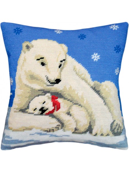Набір для вишивання декоративної подушки Чарівниця Білі ведмеді 40×40 см V-06