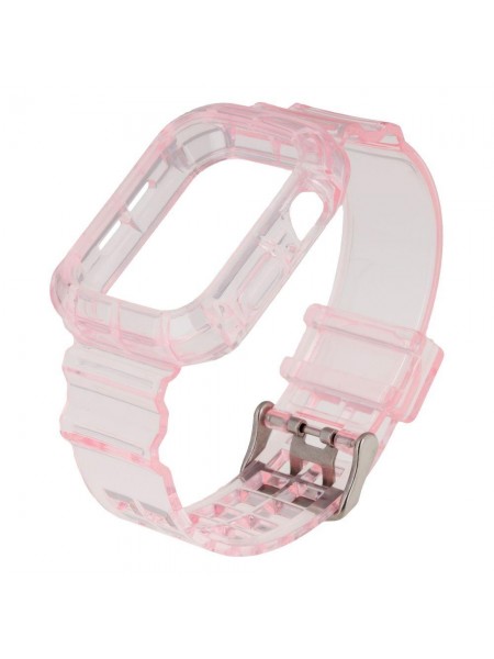 Ремінець для Apple Watch Band Color Transparent + Protect Case 42 / 44 mm Pink