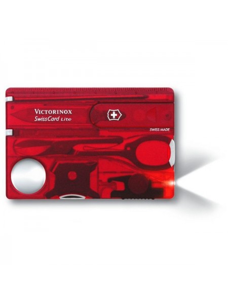 Мультитул Victorinox Swisscard Lite у формі банківської картки Червоний напівпрозорий (0.7300.TB1)