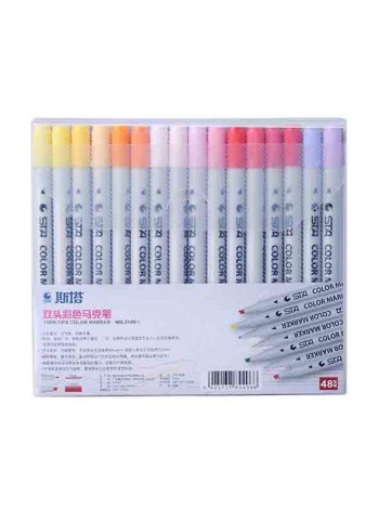 Набір двосторонніх маркерів для скетчингу STA 48 кольорів